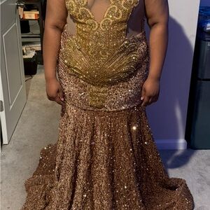 Gold and Brown Sequin Gown